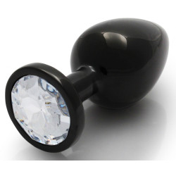 Ouch! Bijou anal Round Gem M 7 x 3.3 cm Noir-transparent